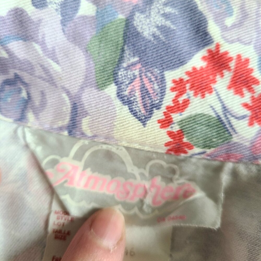 Vintage Atmosphere 100% cotton cropped floral jacket design asymmetrical zipper. - Picture 10 of 11